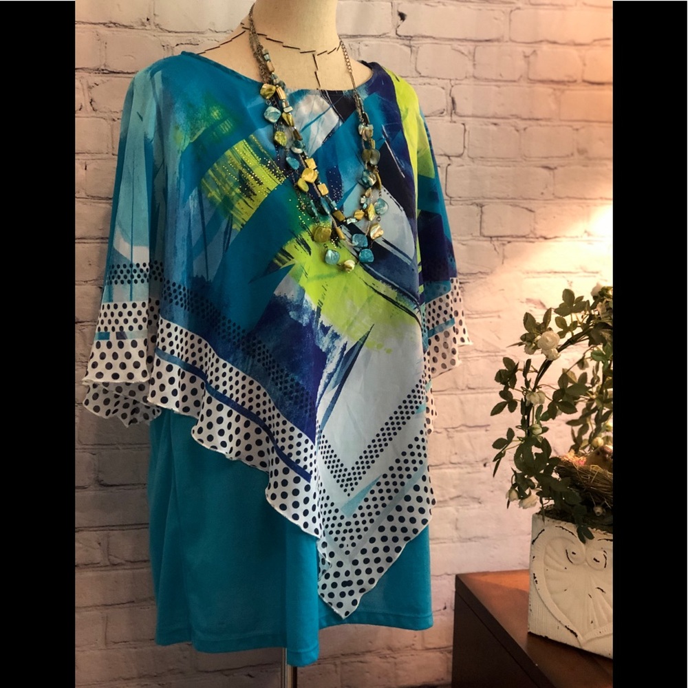 B.L.E.U. Poncho Style Top